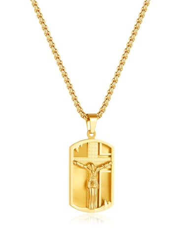 GX2292  gold 3*55cm Titanium Steel Cross Hip Hop Regligious Necklace
