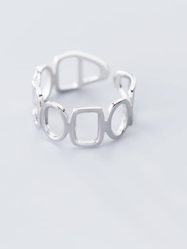925 Sterling Silver Hollow Geometric Minimalist Free Size Ring