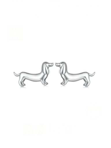 silvery 925 Sterling Silver Dog Cute Stud Earring