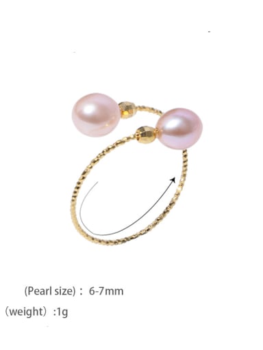 Brass Freshwater Pearl Irregular Minimalist Band Ring