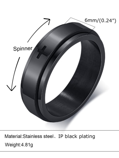Face width 6mm black corrosion cross Stainless steel Geometric Cross Minimalist Band Ring