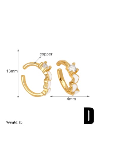 D Brass Enamel Heart Minimalist Clip Earring