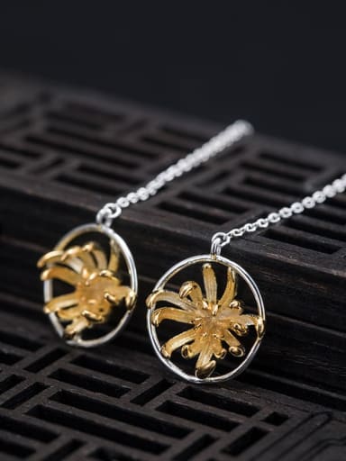 925 Sterling Silver Double Flower Vintage Necklace