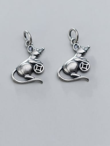 custom 925 Sterling Silver With Black Gun Plated Cute Mouse Pendant Diy Accessories