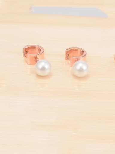 Titanium Imitation Pearl White Irregular Minimalist Stud Earring