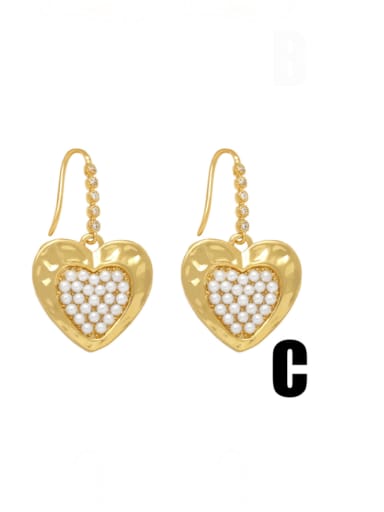 C Brass Cubic Zirconia Heart Minimalist Hook Earring