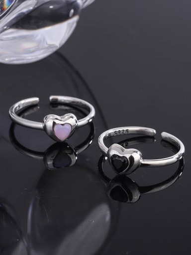 925 Sterling Silver Cubic Zirconia Heart Minimalist Band Ring