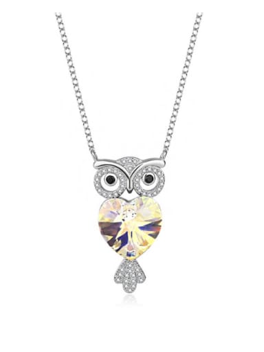 925 Sterling Silver Austrian Crystal Owl Classic Necklace