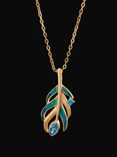 925 Sterling Silver Enamel  Ethnic Feather Pendant Necklace