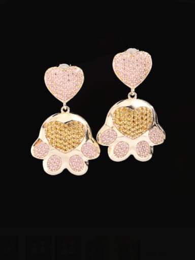 Orange pink  Cubic zirconium Brass Cubic Zirconia Heart Luxury Cluster Earring