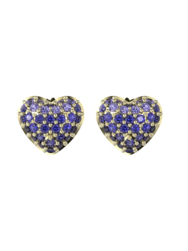 14K gold 925 Sterling Silver Rhinestone Heart Dainty Stud Earring