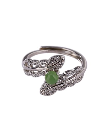 925 Sterling Silver Jade Leaf Dainty Band Ring
