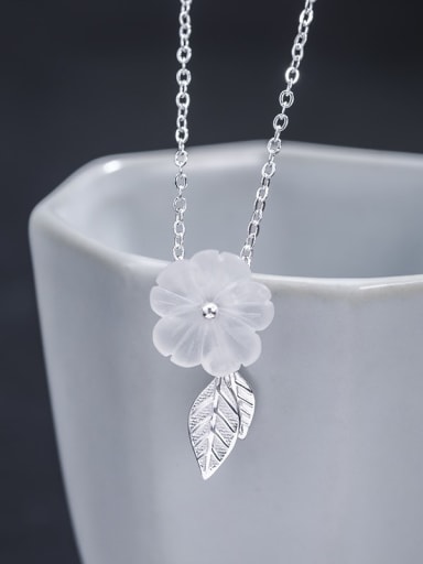 925 Sterling Silver Crystal Flower Vintage Necklace