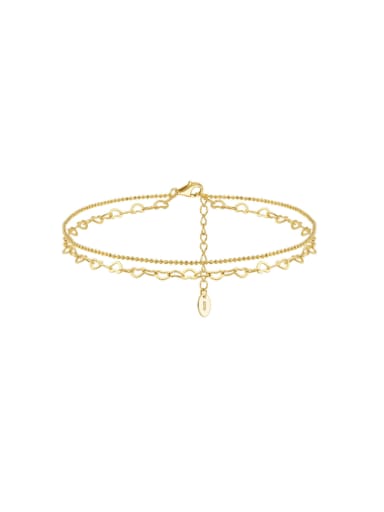 14K gold foot chain, weighing 2.29g 925 Sterling Silver  Geometric Minimalist Double Layer Chain Anklet