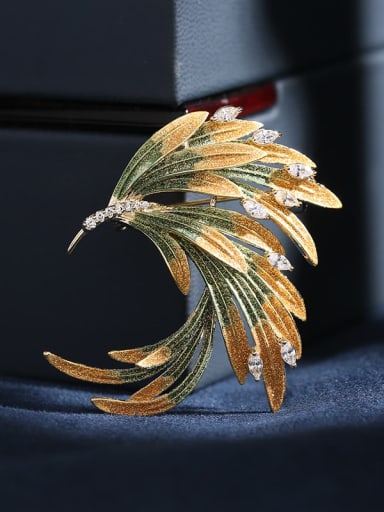 gold+yellow Brass Enamel Phoenix Luxury Brooch
