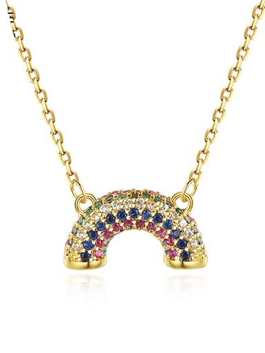 custom Brass Cubic Zirconia Rainbow Dainty Necklace