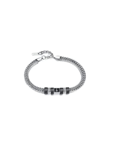GS1456 Steel Bracelet Chain Black Titanium Steel Glass Stone Geometric Hip Hop Link Bracelet