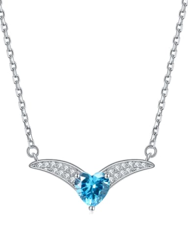 925 Sterling Silver Birthstone Heart Dainty V Shape Pendant Necklace