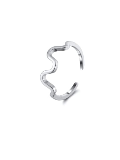 Platinum,  1.2g 925 Sterling Silver Irregular Line Minimalist Band Ring