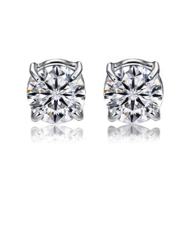 A pair of silver white diamonds Titanium Rhinestone Multi Color Square Minimalist Stud Earring  No piercings