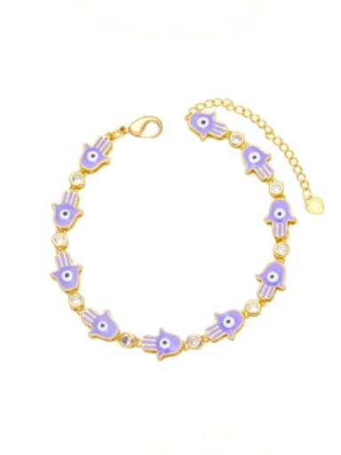 purple Brass Enamel Evil Eye Bohemia Link Bracelet