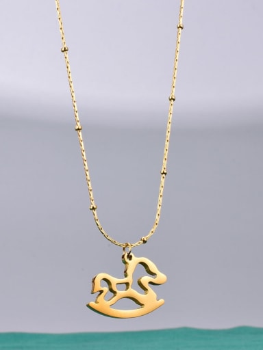 Titanium hollow Horse Minimalist Necklace