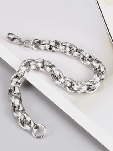 Titanium Steel Oval Hip Hop Link Bracelet