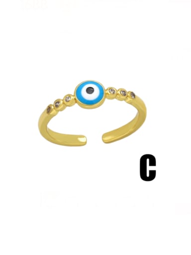 C Brass Enamel Evil Eye Vintage Band Ring