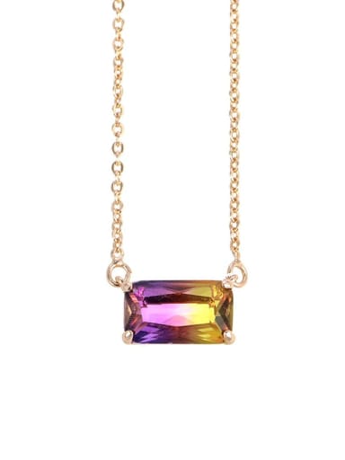 Purple golden yellow Alloy Glass Stone Geometric Minimalist Necklace