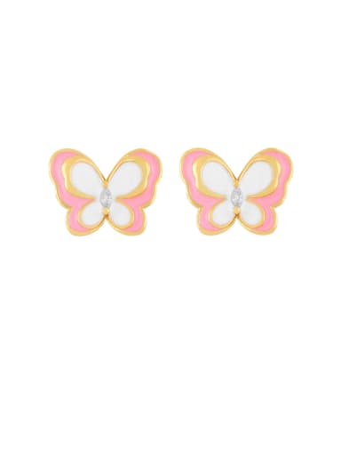 Brass Enamel Butterfly Cute Huggie Earring