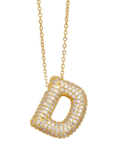 D Brass Cubic Zirconia Letter Minimalist Necklace