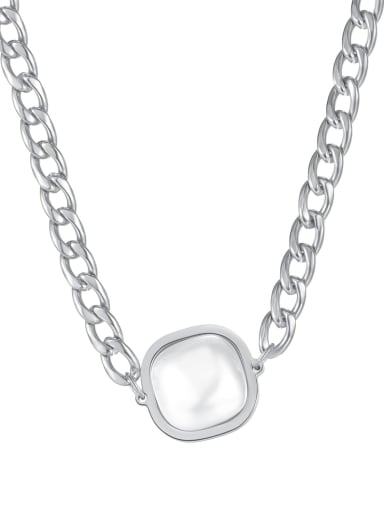 Titanium Steel Shell Square Minimalist Hollow Chain Necklace