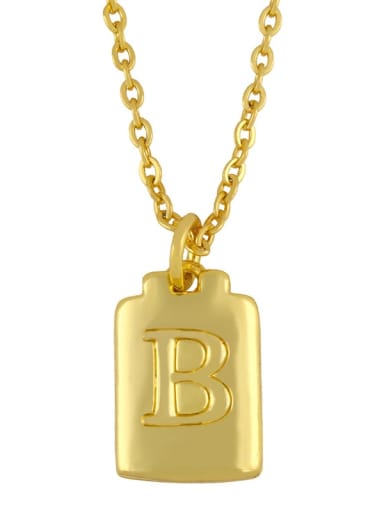 B Brass Geometric Letter Minimalist Necklace