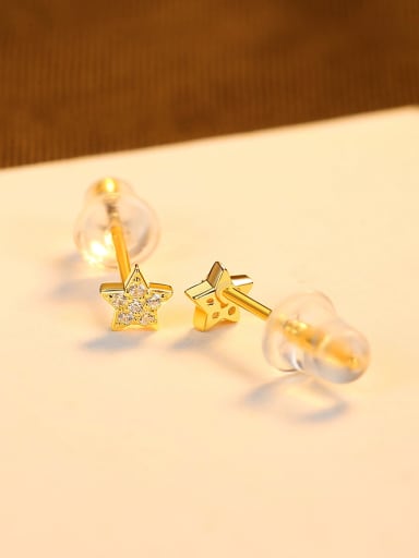 18K gold 925 Sterling Silver Cubic Zirconia Star Minimalist Stud Earring