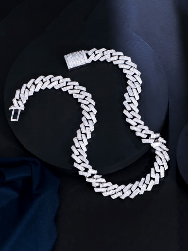 Brass Cubic Zirconia Geometric Chain Luxury Necklace