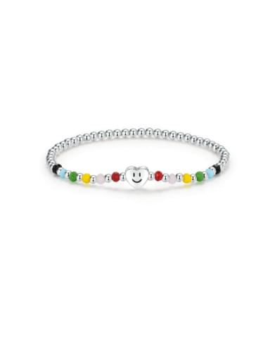 925 Sterling Silver Enamel Heart Cute Beaded Bracelet