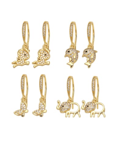 Brass Cubic Zirconia animal Vintage Huggie Earring