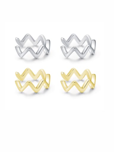 925 Sterling Silver  Minimalist Waves C shape Clip Earring