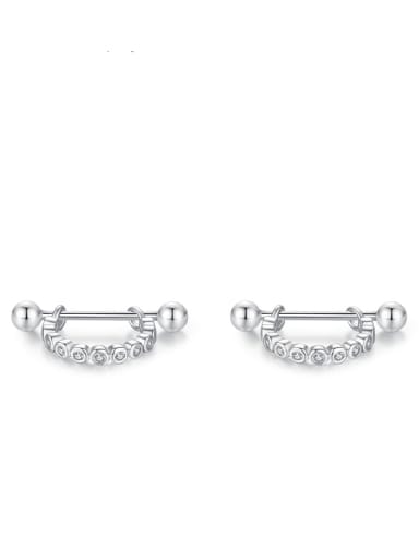 RHE1430 925 Sterling Silver Cubic Zirconia Heart Minimalist Huggie Earring