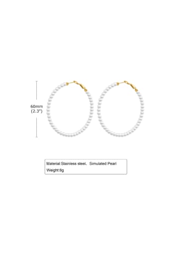 Stainless steel Imitation Pearl Geometric Minimalist Hoop Earring