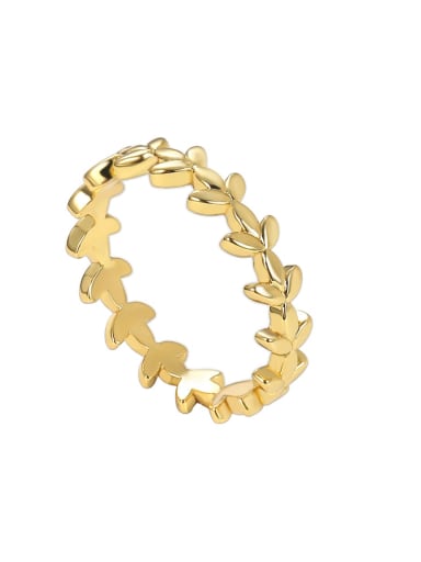 Brass Leaf Minimalist Band Ring