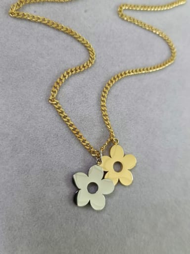 Titanium Steel Hollow Flower Minimalist Necklace