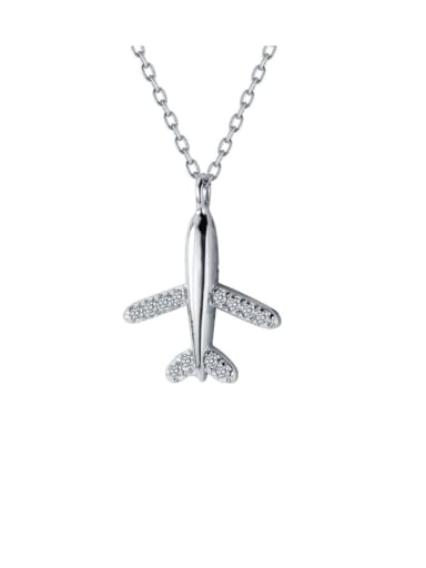 925 Sterling Silver Rhinestone  Minimalist Fashion diamond plane pendant Necklace