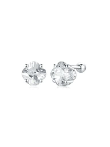 custom 925 Sterling Silver Cubic Zirconia Clover Dainty Stud Earring