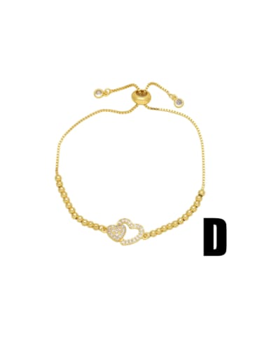 D Brass Cubic Zirconia Heart Bohemia Handmade Weave Bracelet
