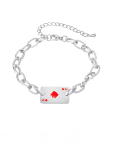 1138 steel red peach a steel bracelet Titanium Steel Enamel Geometric Hip Hop Link Bracelet