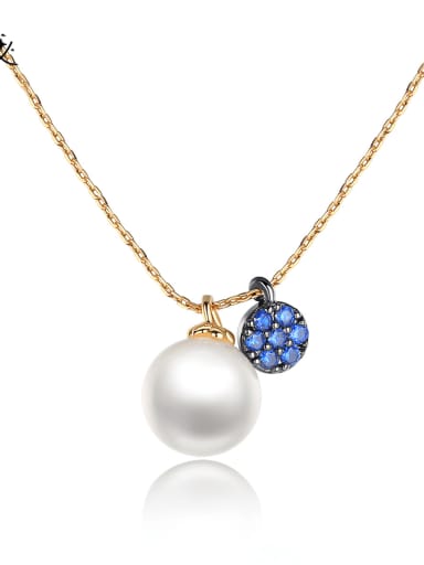 Copper Imitation Pearl White Ball Minimalist Necklace