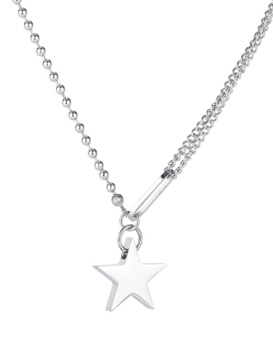 Titanium Steel Star Hip Hop Asymmetric chain  Necklace
