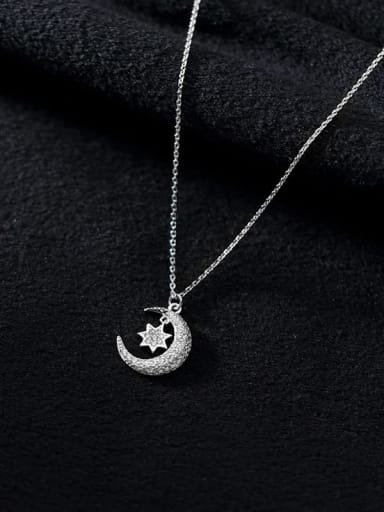 925 Sterling Silver  Minimalist Moon Pendant Necklace