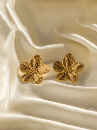 Titanium Steel Flower Vintage Stud Earring